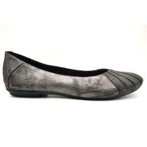 Earth Bellwether Gray Metallic Leather Slip On Flats Shoes Women's 8.5 D